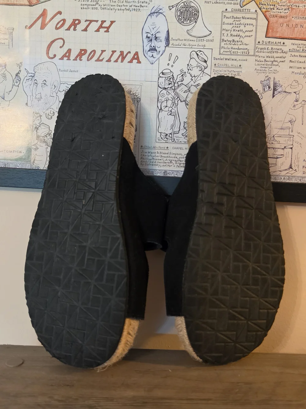 Haute Hippie Black Suede Buckle Espadrille Slide Sandals